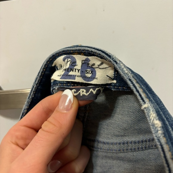 Free People Women’s CRVY Vintage Frayed Hem High Rise Shorts Lolita Blue - Picture 4 of 9